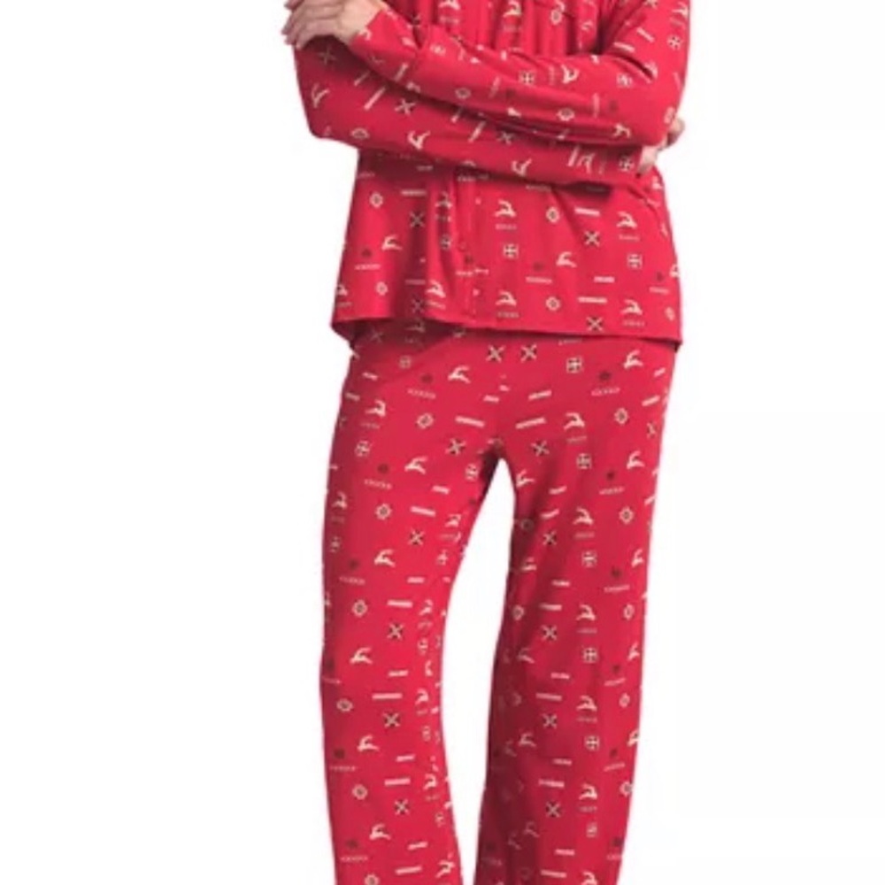 SKIMS Vibrant Red Patterned Pajama Set